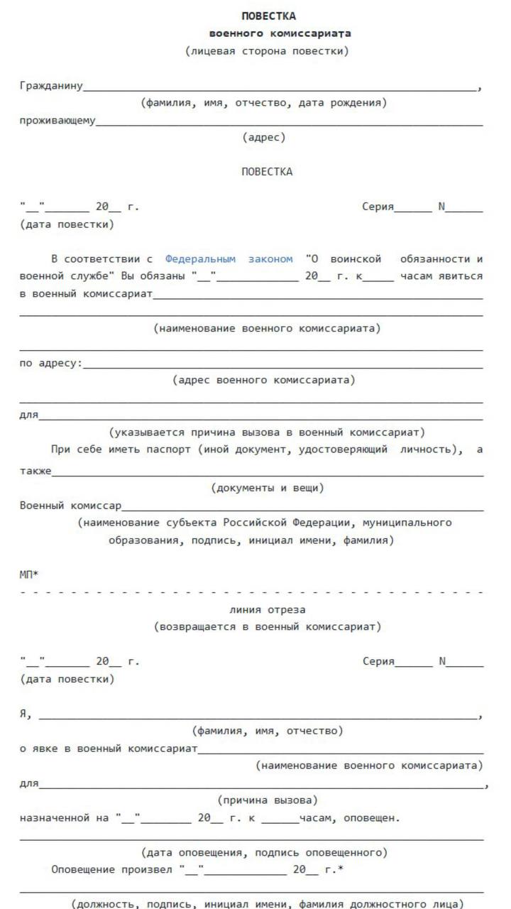 Повестка в военкомат - ПризываНет